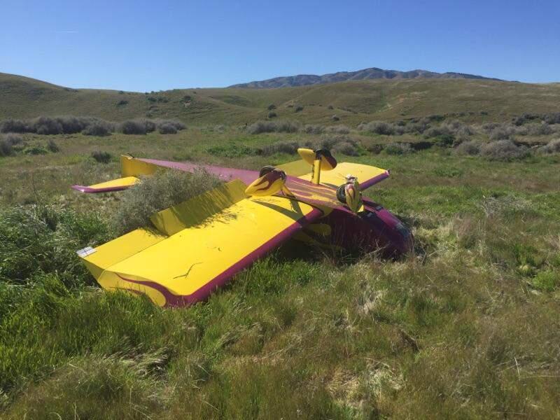 A small private plane crashed during landing in remote Fresno County on Wednesday, March 1, after taking off earlier that deay from Petaluma Municipal Airport. The pilot was the only passenger, and walked away from the crash with only minor injuries (Fresno Sheriff)