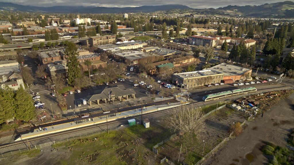 The 5.4-acre vacant lot next to Santa Rosa's downtown train station was slated to be developed after being sold in August of 2017 to ROEM Development Corp. of Santa Clara for $5.75 million. The project of several hundred residential units is now in limbo.