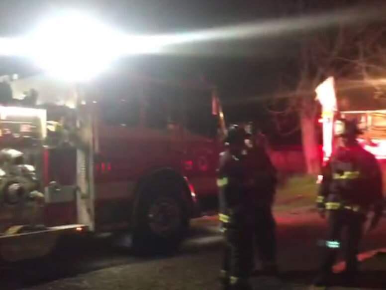A screenshot from video posted on Facebook by the Santa Rosa Fire Department showing fire crews at the scene of a house fire on Concord Avenue, west of Santa Rosa on Tuesday, Feb. 25, 2020. (SANTA ROSA FIRE DEPARTMENT/ FACEBOOK)