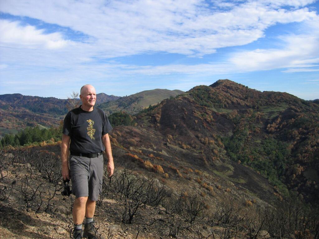 Bill Myers checks out the hiking at Sugarloaf Ridge State Park in the aftermath of the October, 2017 fires. Myers and his hiking partner David Chalk do monthly hikes in the Sonoma area, as Bill & Daves Hikes. (Courtesy Bill Myers)