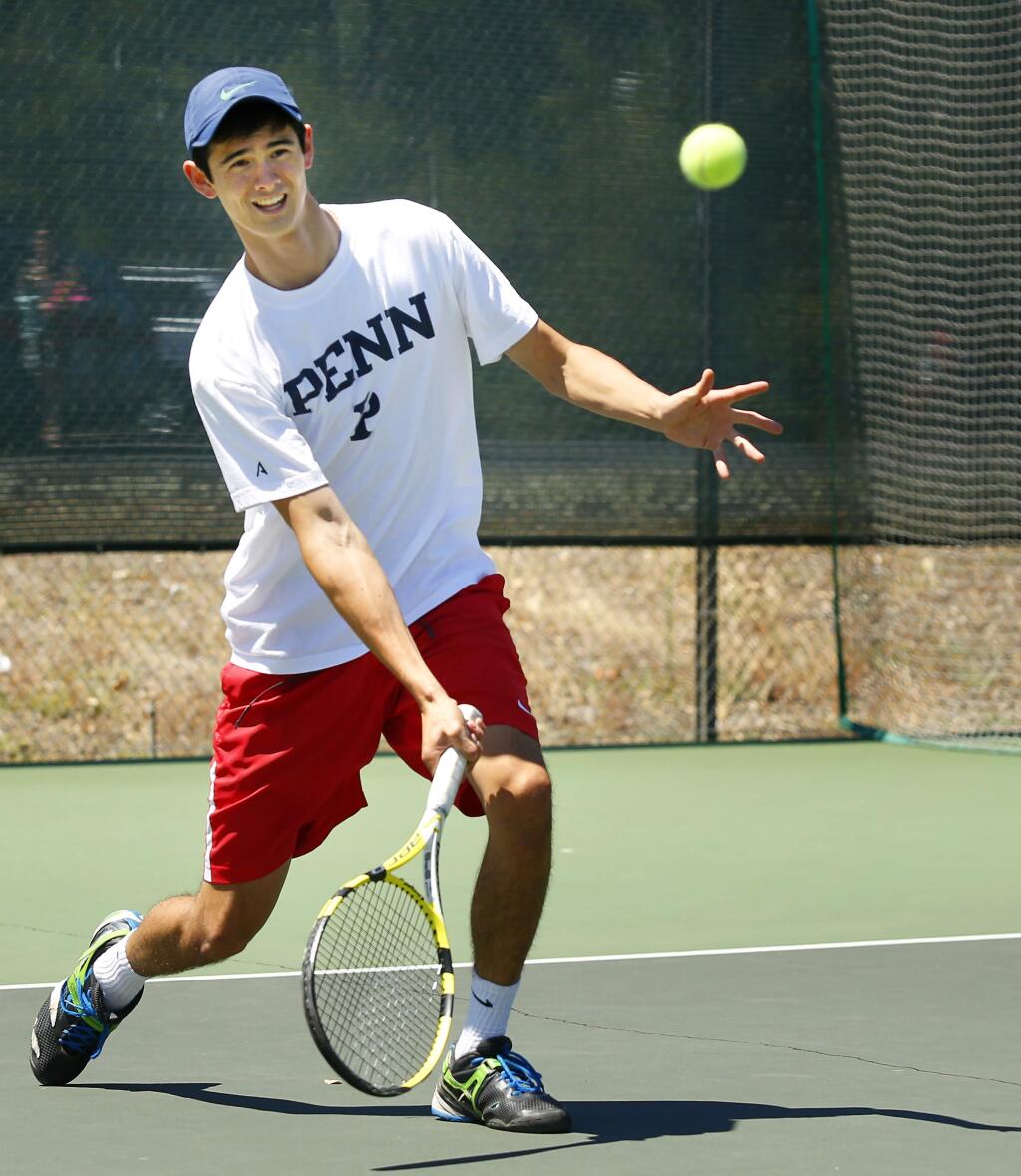 Matthew Payne practices tennis at La Cantera Racquet and Swim Club in Santa Rosa on Wednesday, July 9, 2014. (Conner Jay/The Press Democrat)
