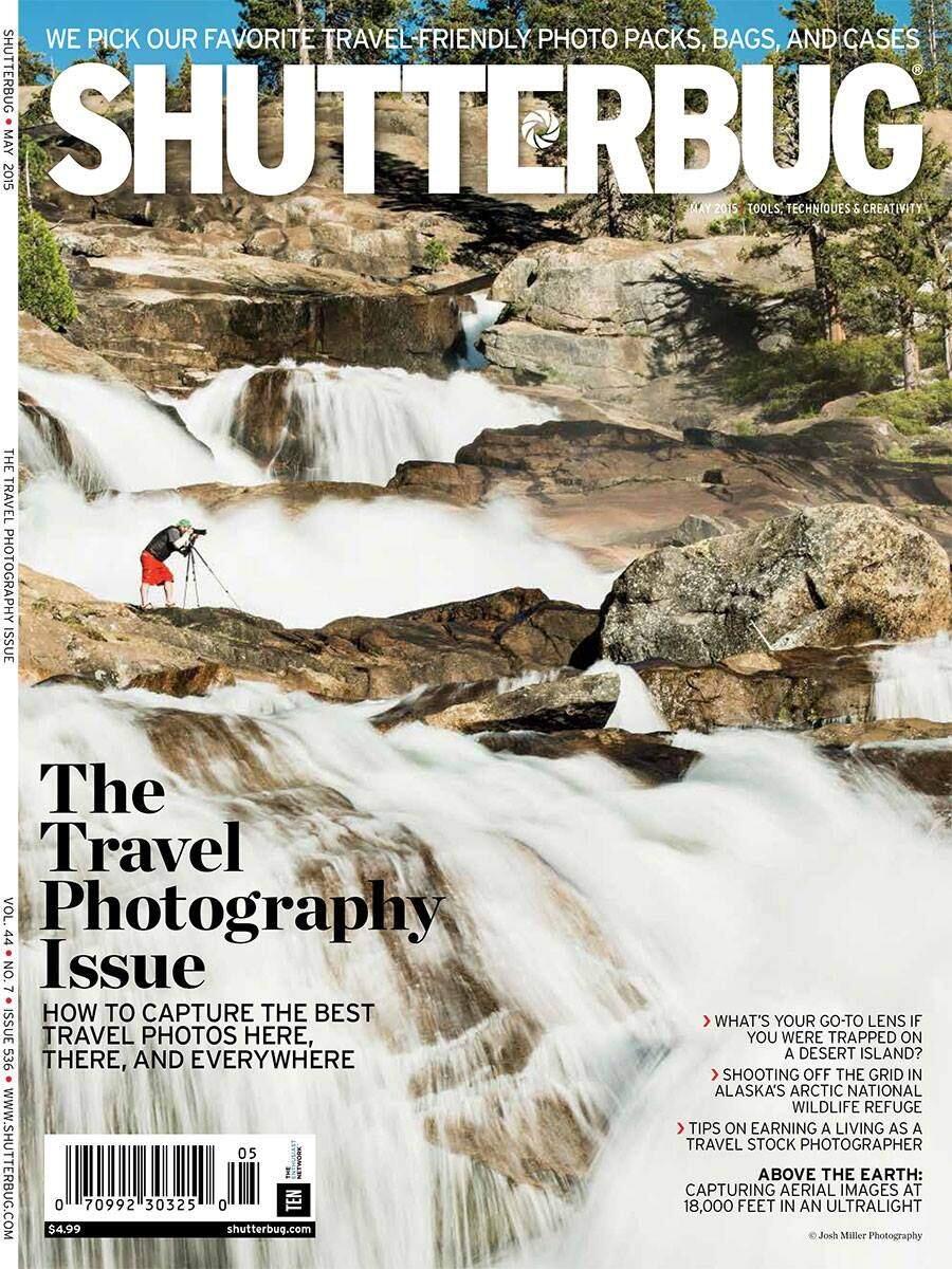 Jim Neville, a photographer from Bodega, is captured shooting a waterfall on the cover of Shutterbug Magazine. (SHUTTERBUG)