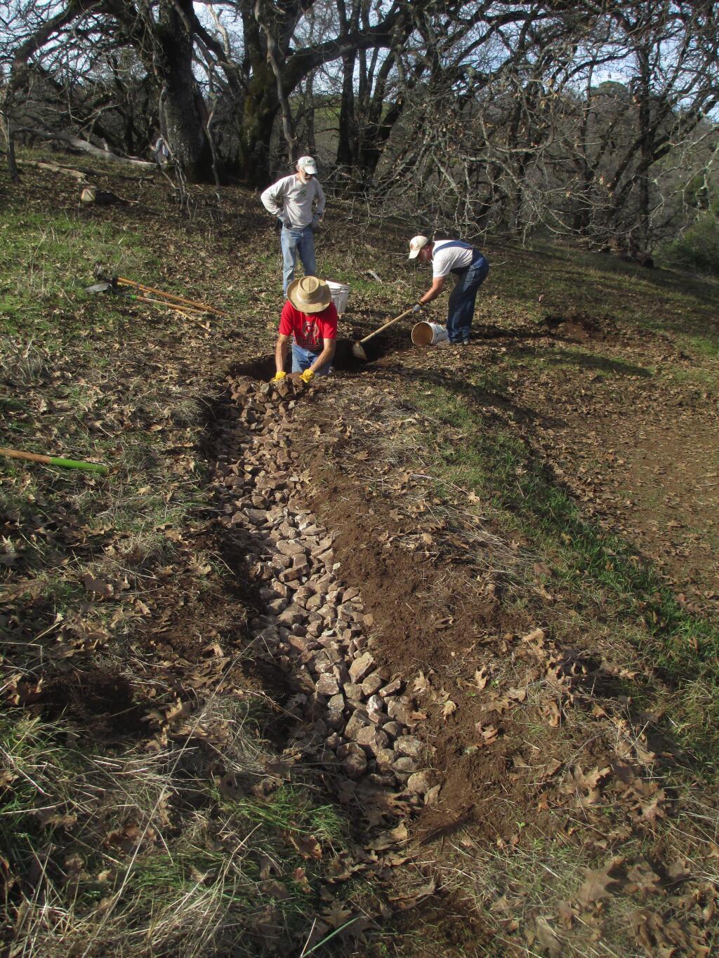 Sara Reid/Special to the Index-Tribune Volunteers work on part of the new trail in january.