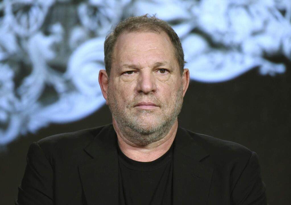 FILE - In this Jan. 6, 2016 file photo, producer Harvey Weinstein participates in the 'War and Peace' panel at the A&E 2016 Winter TCA in Pasadena, Calif. (Photo by Richard Shotwell/Invision/AP, File)