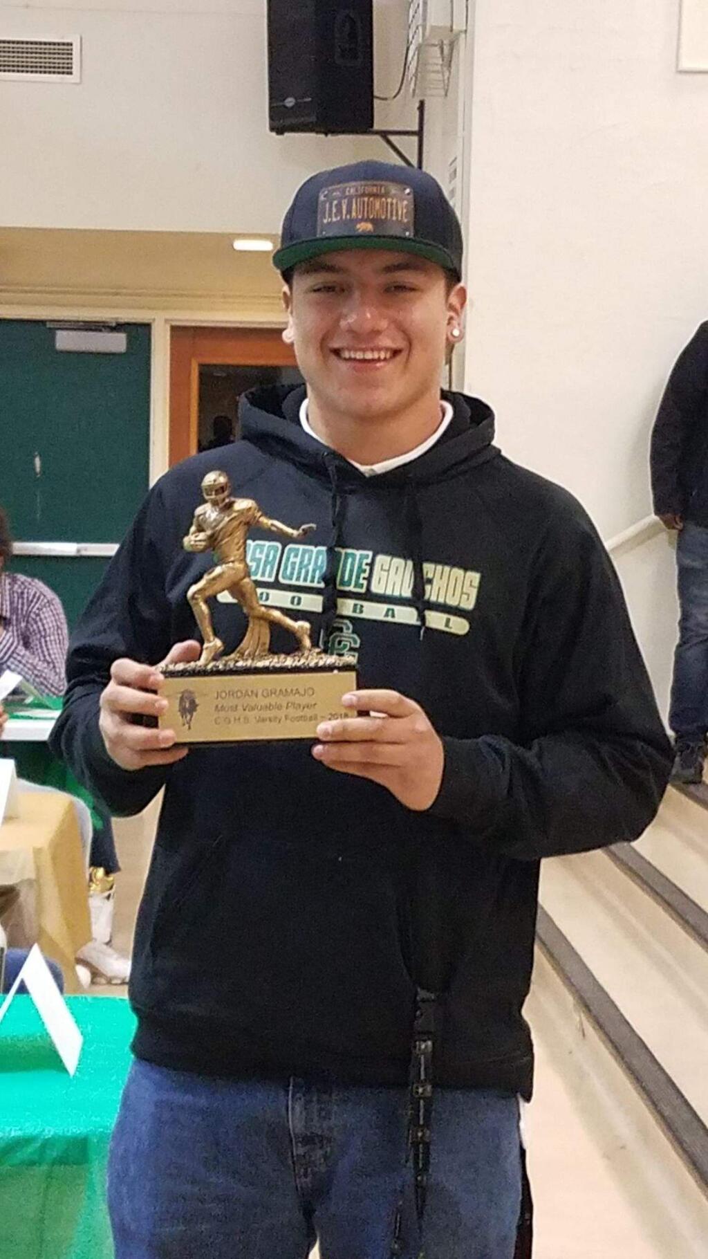 JOHN JACKSON/ARGUS-COURIER STAFFJordan Gramajo, an outstanding two-way player is Casa Grande's football Most Valuable Player.
