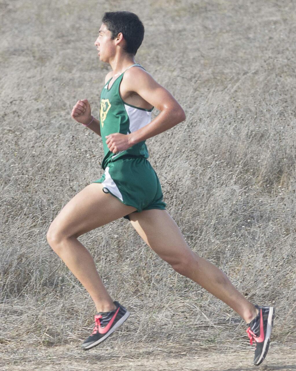 RICH LANGDON/FOR THE ARGUS-COURIERMatt Salazar led Casa Grande to its first boys North Coast Section cross country championship, finishing second in the Division 2 run.