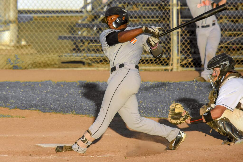 Miles Williams leads the Stompers with 16 home runs at this point in the season, just ahead of Kenny Meimerstorf's 14, but the Admirals' Nick Akins has 21 to lead the league. (James W. Toy III/Sonoma Stompers)