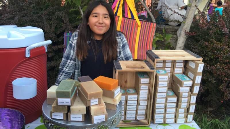 Julietta Solano, 12, started her own soap making business, Clovercity Soapworks, at the ripe old age of 10. She sells her artisan suds Fridays at the Cloverdale Farmers Market.