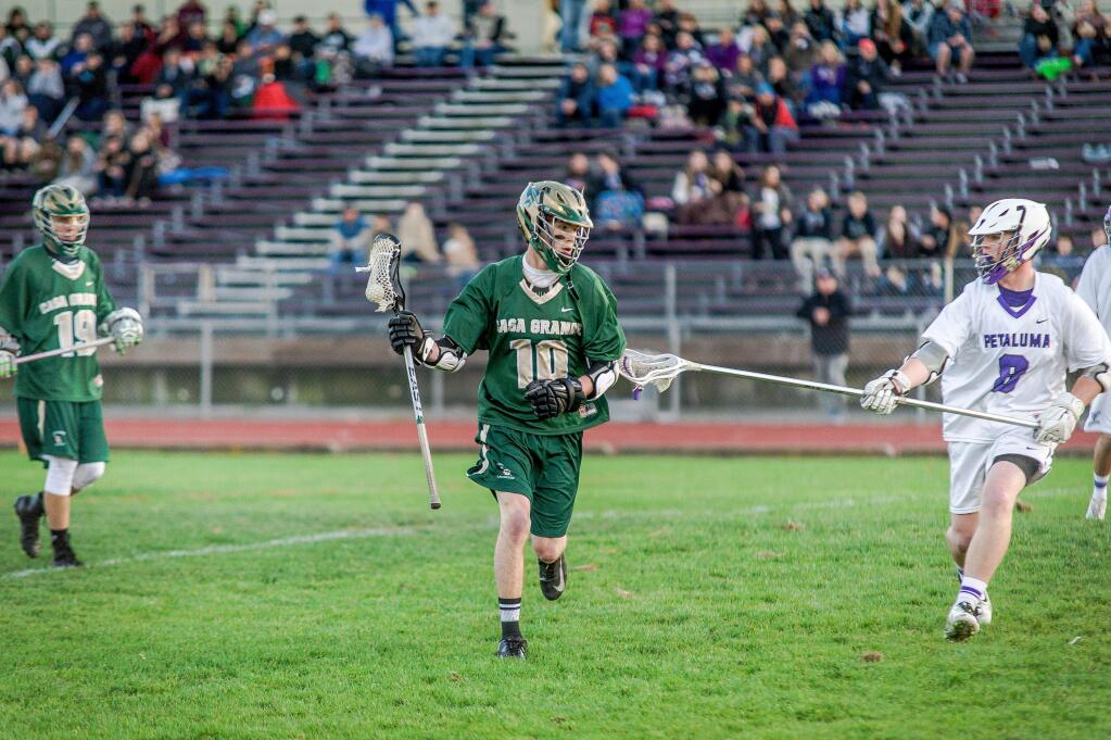 ARGUS-COURIER FILE PHOTOPeter Lantier (10) and Ian McKissick (19) return to help Casa Grande defend its North Bay Lacrosse League title.