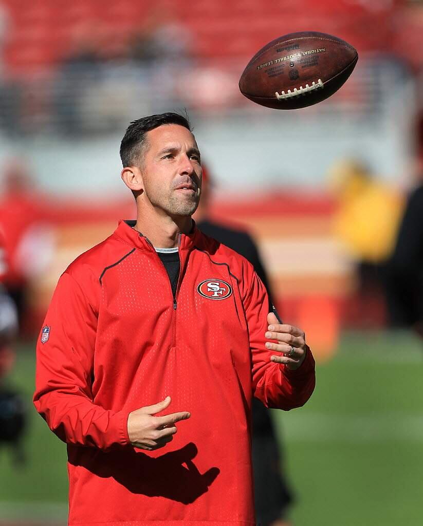 Since arriving in 2017, Kyle Shanahan has tapped into his history of signing familiar players, but he has not necessarily relied on them to build the 49ers into a Super Bowl contender. (Kent Porter / The Press Democrat, 2017)
