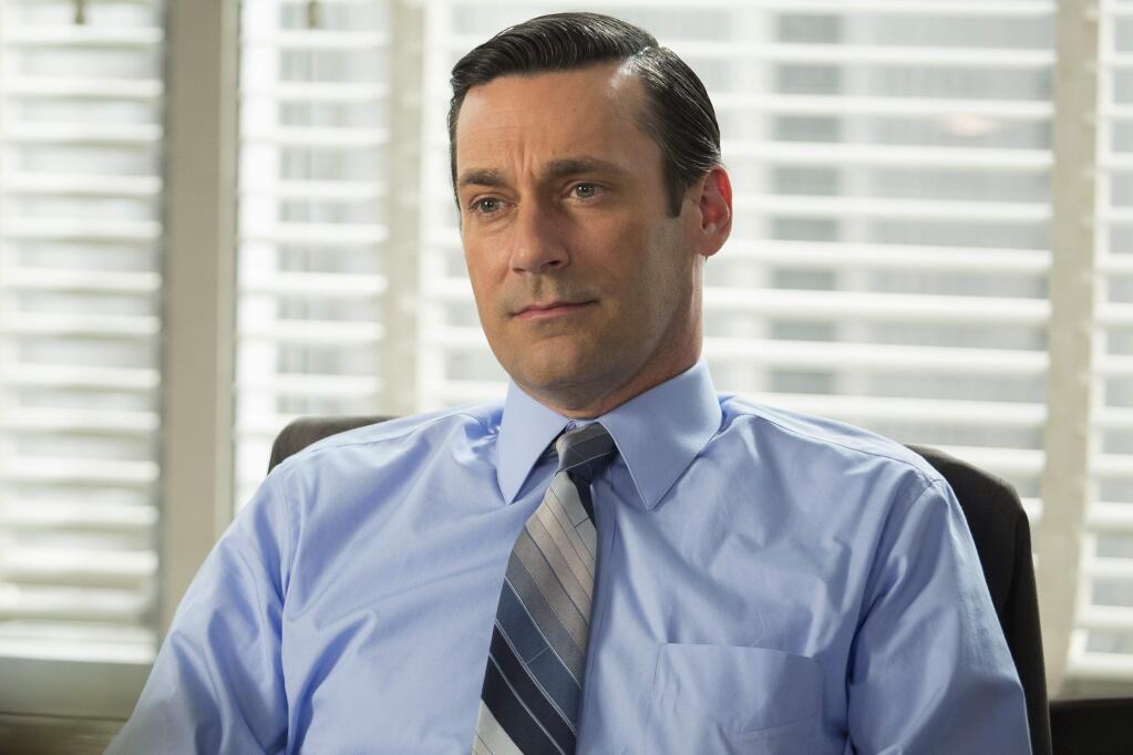 This image released by AMC shows Jon Hamm as Don Draper in a scene from the final season of 'Mad Men.' (Justina Mintz/AMC via AP)