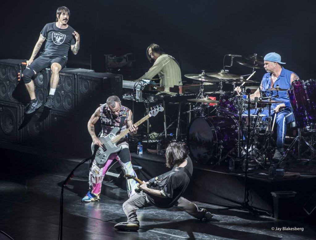 Red Hot Chili Peppers perform at the second Band Together benefit concert in San Francisco on Thursday, Dec. 14 , which raised $4 million for North Bay fire relief. (Photo: ©Jay Blakesberg)