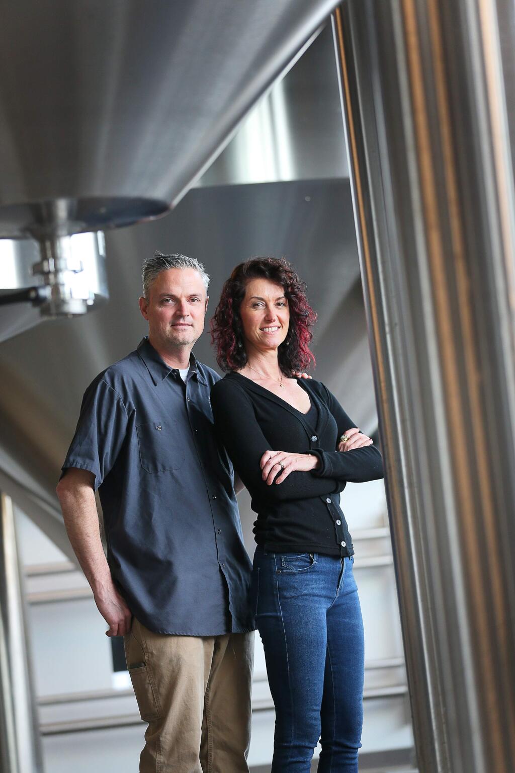 Russian River Brewing Company owners Vinnie and Natalie Cilurzo are looking forward to releasing Pliny the Younger at their new Windsor location for the first time, in addition to their downtown Santa Rosa location.(Christopher Chung/ The Press Democrat)