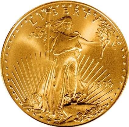 Gold Eagle coin, worth nearly $1,300. (Image in public domain via Wikipedia)