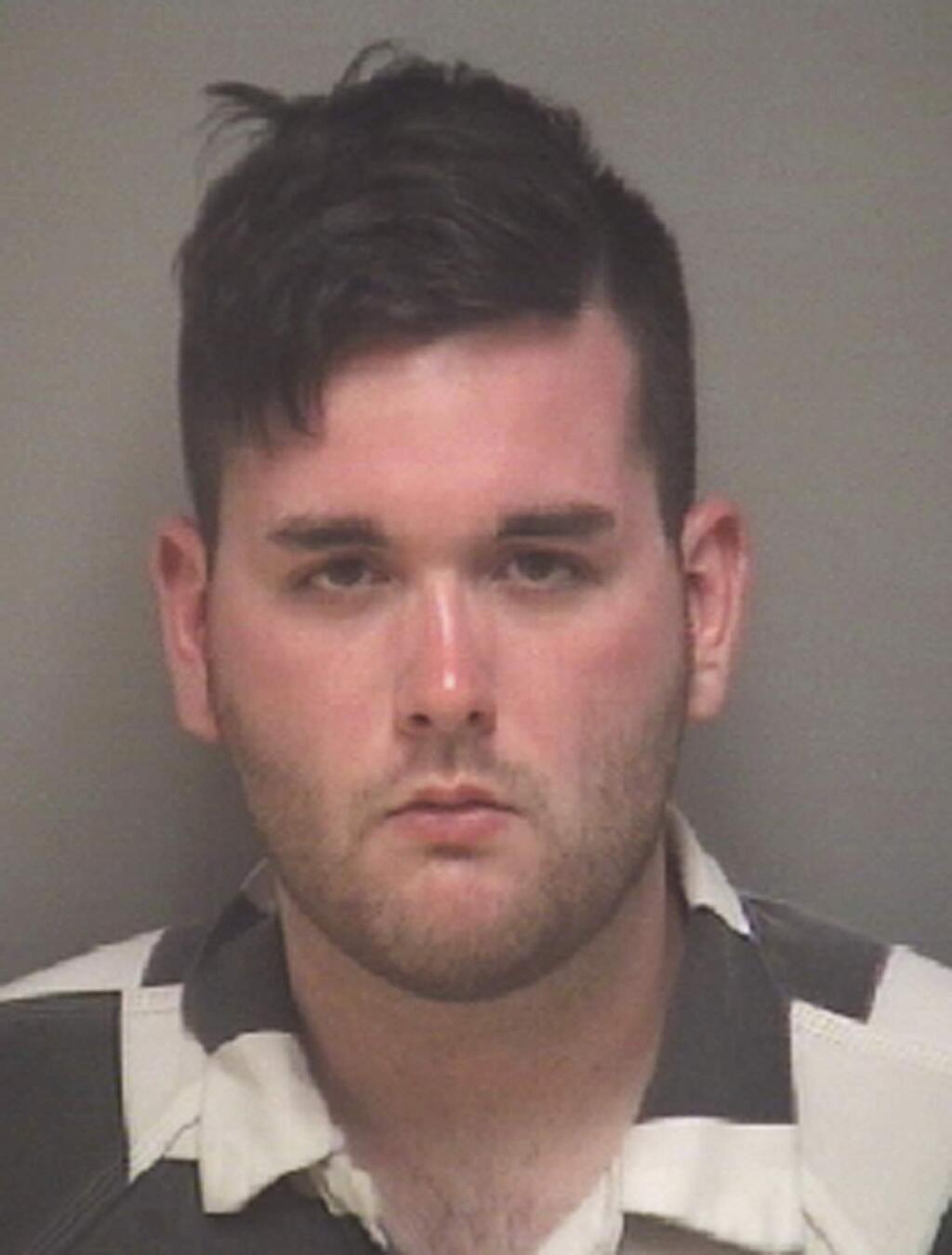 This photo provided by the Albemarle-Charlottesville Regional Jail shows James Alex Fields Jr., who was charged with second-degree murder and other counts after authorities say he rammed his car into a crowd of protesters Saturday, Aug. 12, 2017, in Charlottesville, Va., where a white supremacist rally took place. Fields has a preliminary court hearing in Charlottesville on Thursday, Dec. 14, 2017. (Albemarle-Charlottesville Regional Jail via AP)