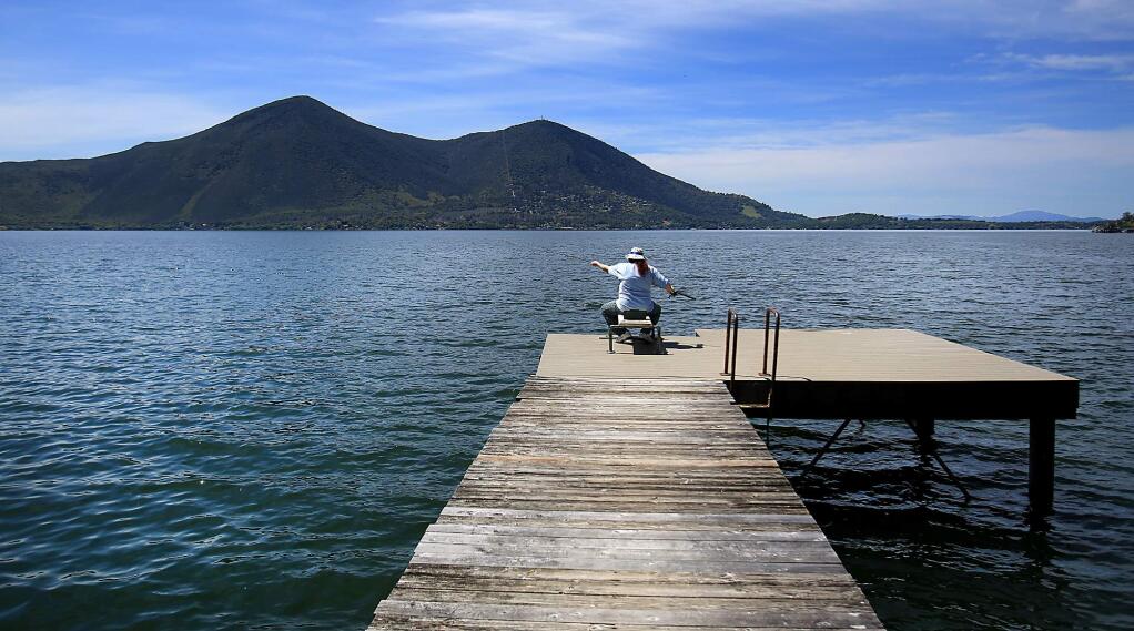 Ray Fankell of Clearlake tries his luck fishing on Clear Lake on Friday, April 21, 2017. (KENT PORTER/ PD)