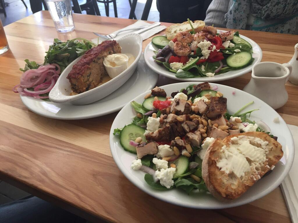 Shrimp salad, Go-chi-pi salad and turkey meatloaf at The Tea Room in Petaluma. JULI LEDERHAUS FOR THE ARGUS-COURIER
