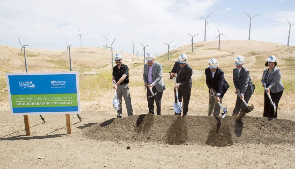 On May 24, 2017, in Tracy, Calif., state and local officials joined executives from NextEra Energy Resources and Sonoma Clean Power to launch construction of the Golden Hills Wind Energy Center. (NextEra Energy Resources)