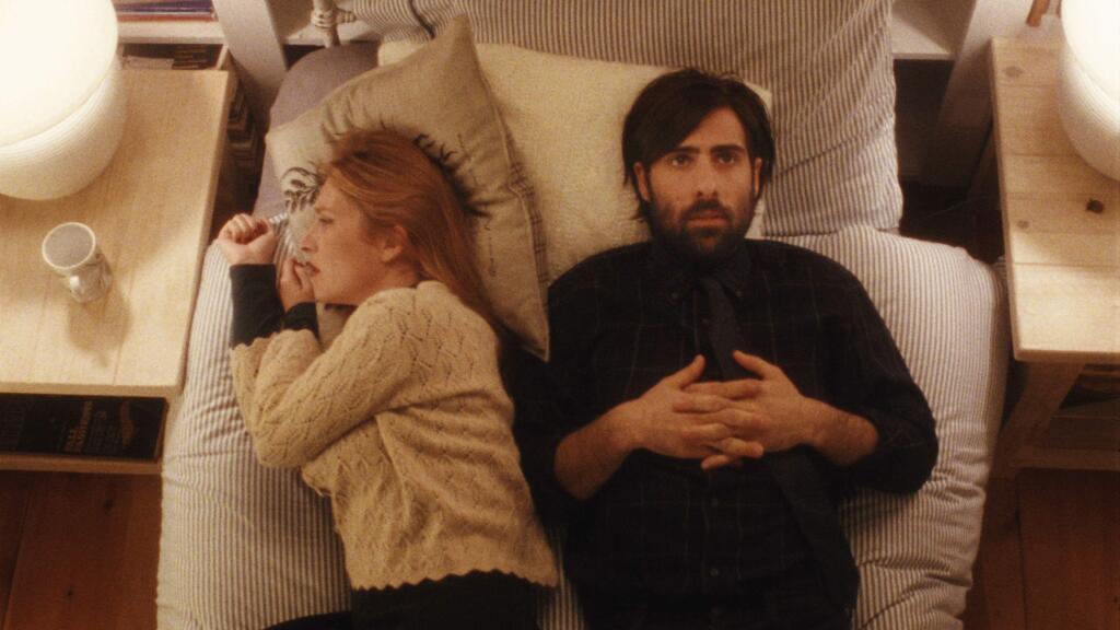 This photo released by Tribeca Film shows, Jason Schwartzman, right, and Josephine de la Baume in a scene from the film, 'Listen Up Philip,' distributed by Tribeca Film. (AP Photo/Tribeca Film)