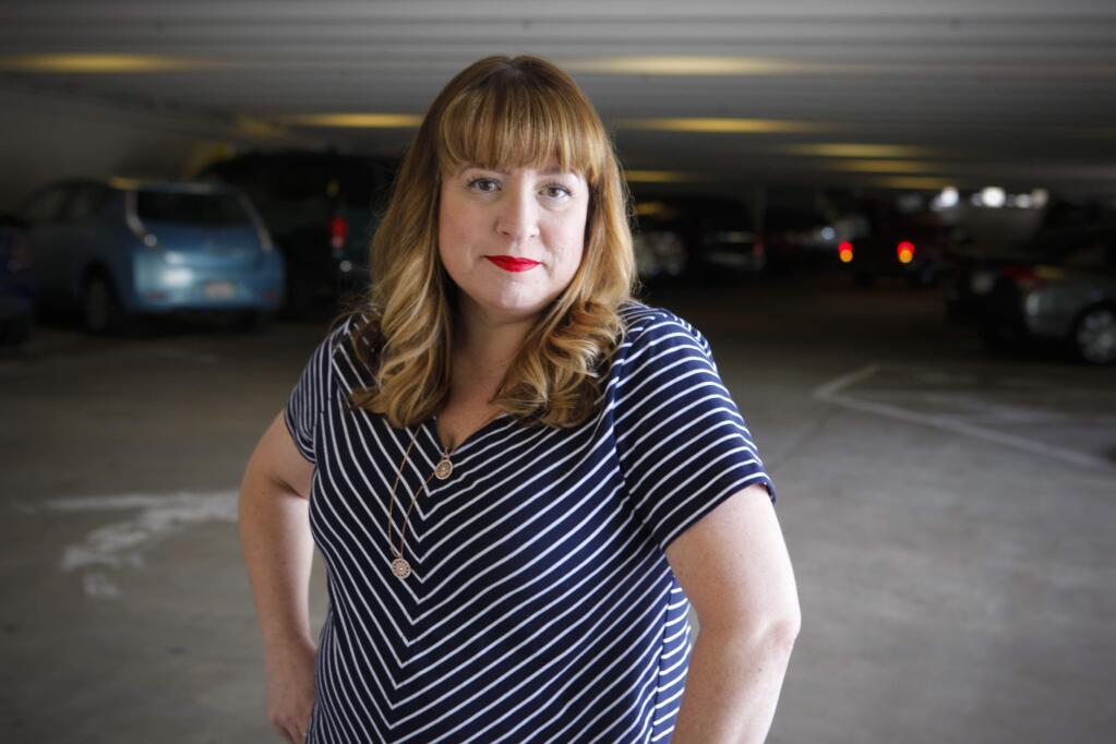 Petaluma, CA, USA. Monday, May 29, 2017._ Trisha Bomar parks her car at the Keller Street Parking Garage in downtown Petaluma and complains that the garage is always filthy and dangerous. (CRISSY PASCUAL/ARGUS-COURIER STAFF)