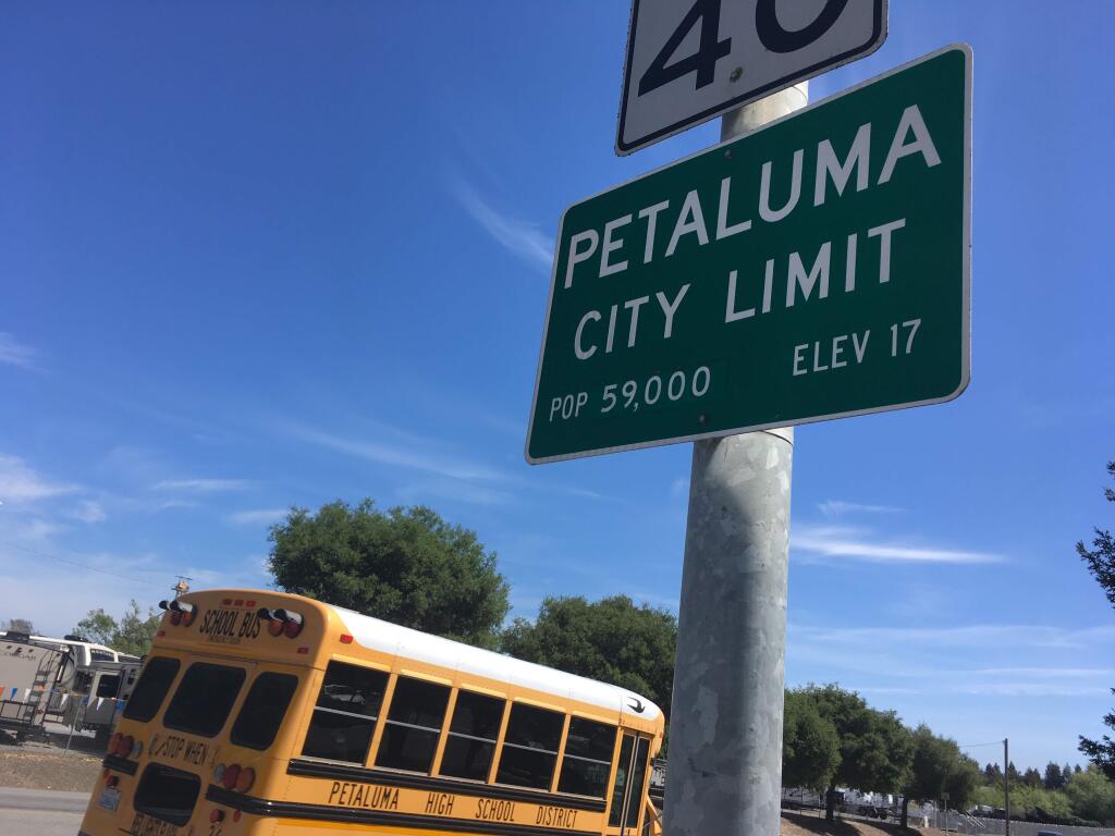Currently, the city limits signs around Petaluma show a population of 59,000. Is that really accurate?(PHOTO BY DAVID TEMPLETON)