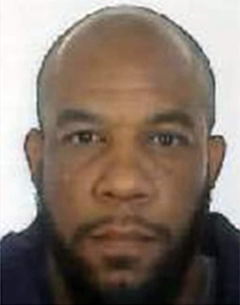 FILE -- This undated file photo released by the Metropolitan Police, shows Khalid Masood, who authorities identified as the man who mowed down pedestrians and stabbed a policeman to death outside Parliament March 22, 2017, in London. Masood, the British man who killed several people in a rampage in London last week made had three trips to Saudi Arabia in his lifetime. Though millions of foreigners from around the world live and work in the kingdom,Masood's time there immediately raised questions about whether the country's ultraconservative brand of Islam impacted his worldview. (Metropolitan Police via AP, File)