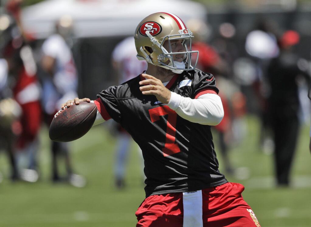 Matt Barkley is scheduled to make $1.6 million this season with the 49ers if he makes the opening day roster, although that's a lot of money to pay a third-string quarterbac. (Marcio Jose Sanchez / Associated Press)