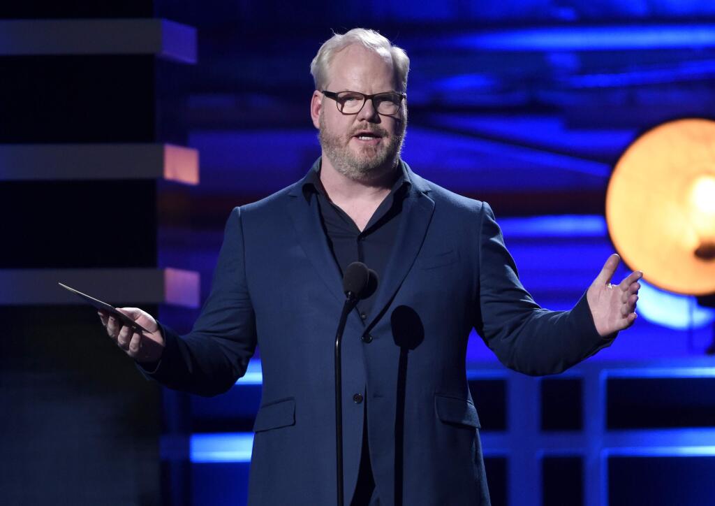Jim Gaffigan presents the award for best comedy series at the 23rd annual Critics' Choice Awards at the Barker Hangar on Thursday, Jan. 11, 2018, in Santa Monica, Calif. (Photo by Chris Pizzello/Invision/AP)