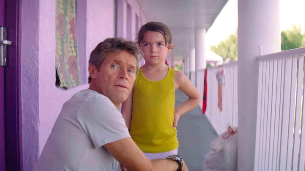Willem Dafoe and Brooklynn Prince star in 'The Florida Project,' about a precocious six-year-old and her friends who enjoy a summer break adventure while the adults around them face hard times. (A24 Films)