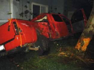 A 22-year-old man suspected of driving under the influence crashed near a Rohnert Park apartment complex early Wednesday, Feb. 22, 2017. (COURTESY OF ROHNERT POLICE POLICE)