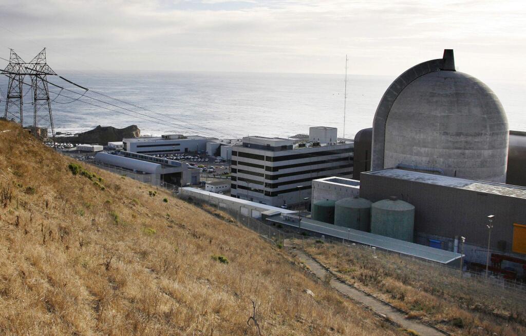 FILE - This Nov. 3, 2008, file photo shows one of Pacific Gas and Electric's Diablo Canyon Power Plant's nuclear reactors in Avila Beach, Calif. California utility regulators approved an agreement Thursday, Jan. 11, 2018, to retire the state's last nuclear power-plant. Thursday's vote by the California Public Utilities Commission was unanimous, and ratifies a 2016 deal for the nuclear plant's mothballing. (AP Photo/Michael A. Mariant, File)