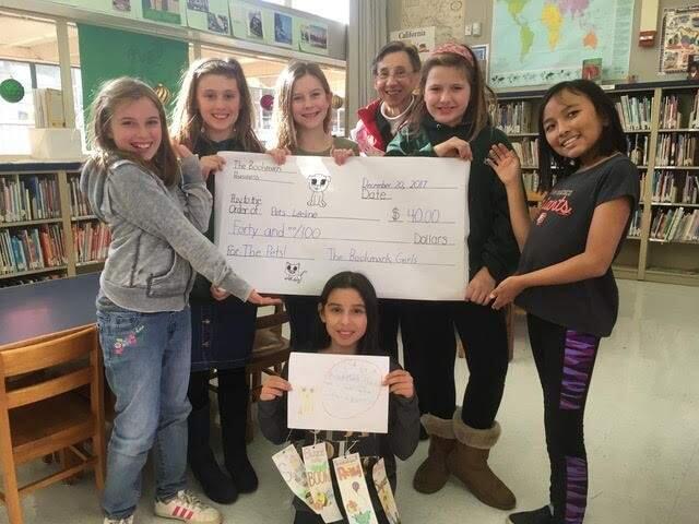 A group of Prestwood students, who call themselves the Bookmark Girls, recently presented $40 to Pets Lifeline. The students donated 100 percent of funds raised from selling custom designed and hand-colored bookmarks.