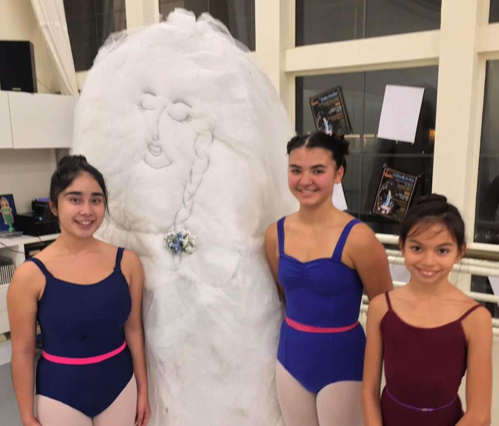 Three of the lead 'Snow Maiden' dancers, Ximena Landeros, Sara McDermott and Isabella Silvi.