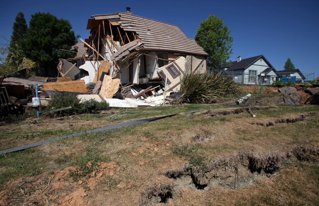 This April 2014 photo shows one of the homes in Lake County that sustained damage due to the unstable hillside. (CHRISTOPHER CHUNG/ PD)