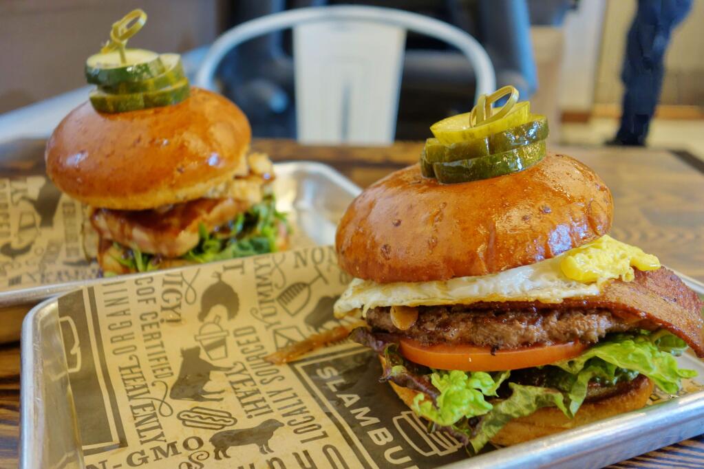 The breakfast slam and ahi burger at SlamBurger, Petaluma's newest burger joint. HOUSTON PORTER FOR THE ARGUS-COURIER