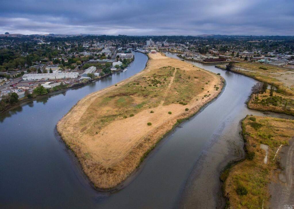 A 20-acre lot on the McNear Penninsula in the Petaluma River is available for sale for $3 million. COURTESY KELLER WILLIAMS REALTY