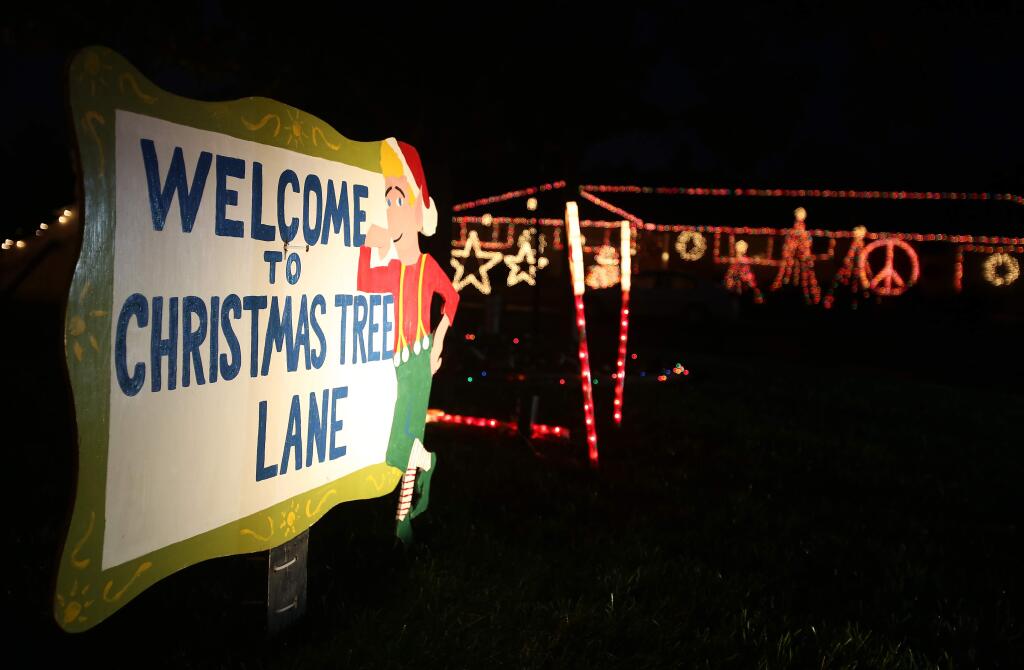 Christmas decorations at the corner of Yulupa Avenue and Hartley Drive in Santa Rosa, on Tuesday, December 4, 2012. (Christopher Chung/ The Press Democrat)