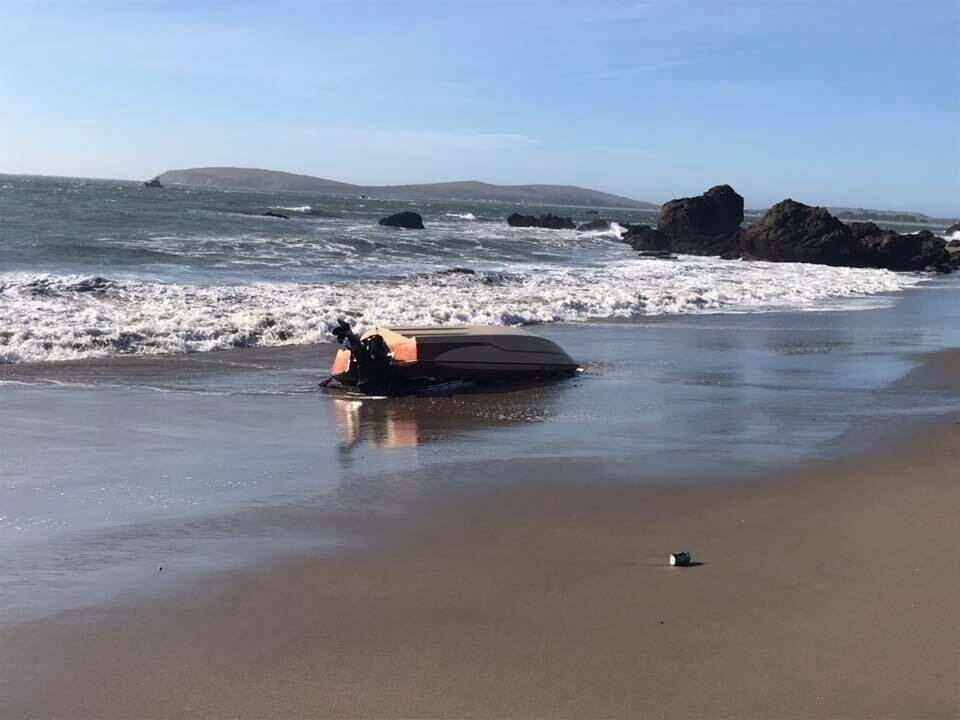 A family of four out for a day of crabbing were knocked out of a boat south of Pinnacle Rock near Doran Beach in Bodega Bay on Monday, Nov. 25, 2019. (SONOMA COUNTY SHERIFF'S OFFICE)