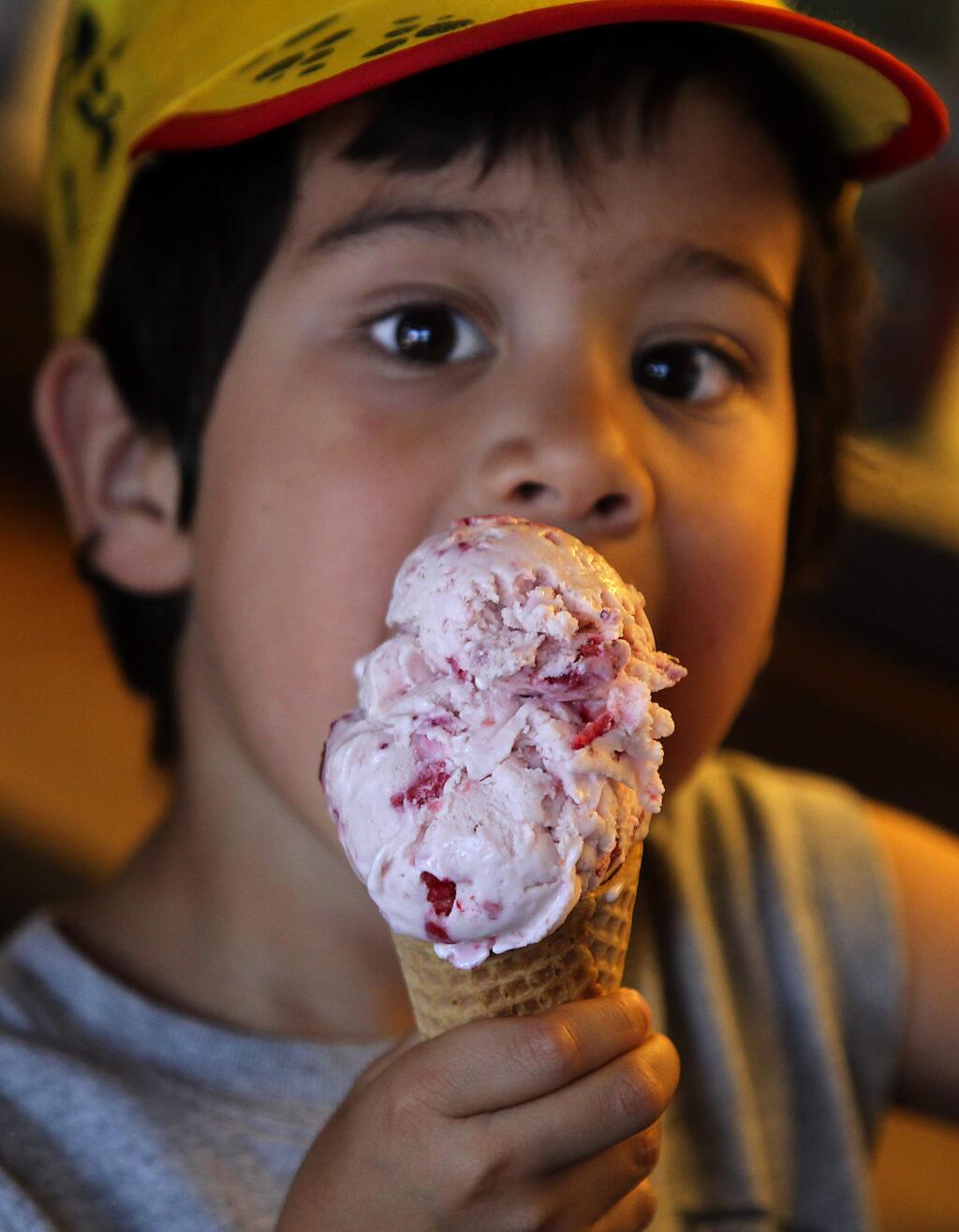 Eating ice cream at Screamin' Mimi's in Sebastopol. (JOHN BURGESS / The Press Democrat)