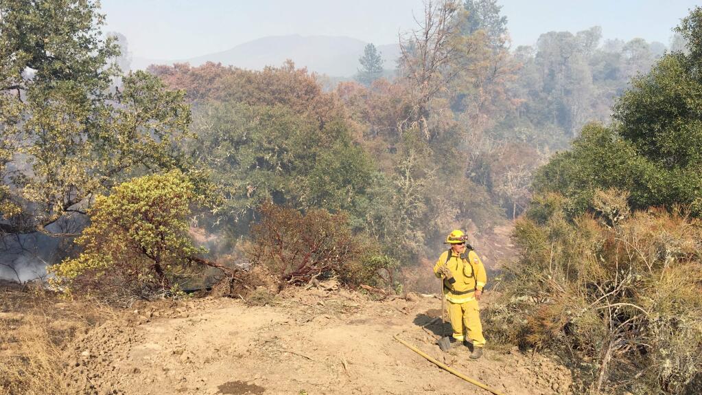 The Oak fire broke out Saturday, Sept. 7, 2019, near Kelseyville and forced a handful of evacuations. (Kent Porter / The Press Democrat)