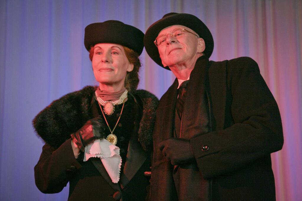 Pictured (L to R) are Cindy Brillhart True and Kit Grimm as Ida and Isidor Straus in Spreckels Theatre Company's main stage production of Titanic, The Musical. Photo by Eric Chazankin