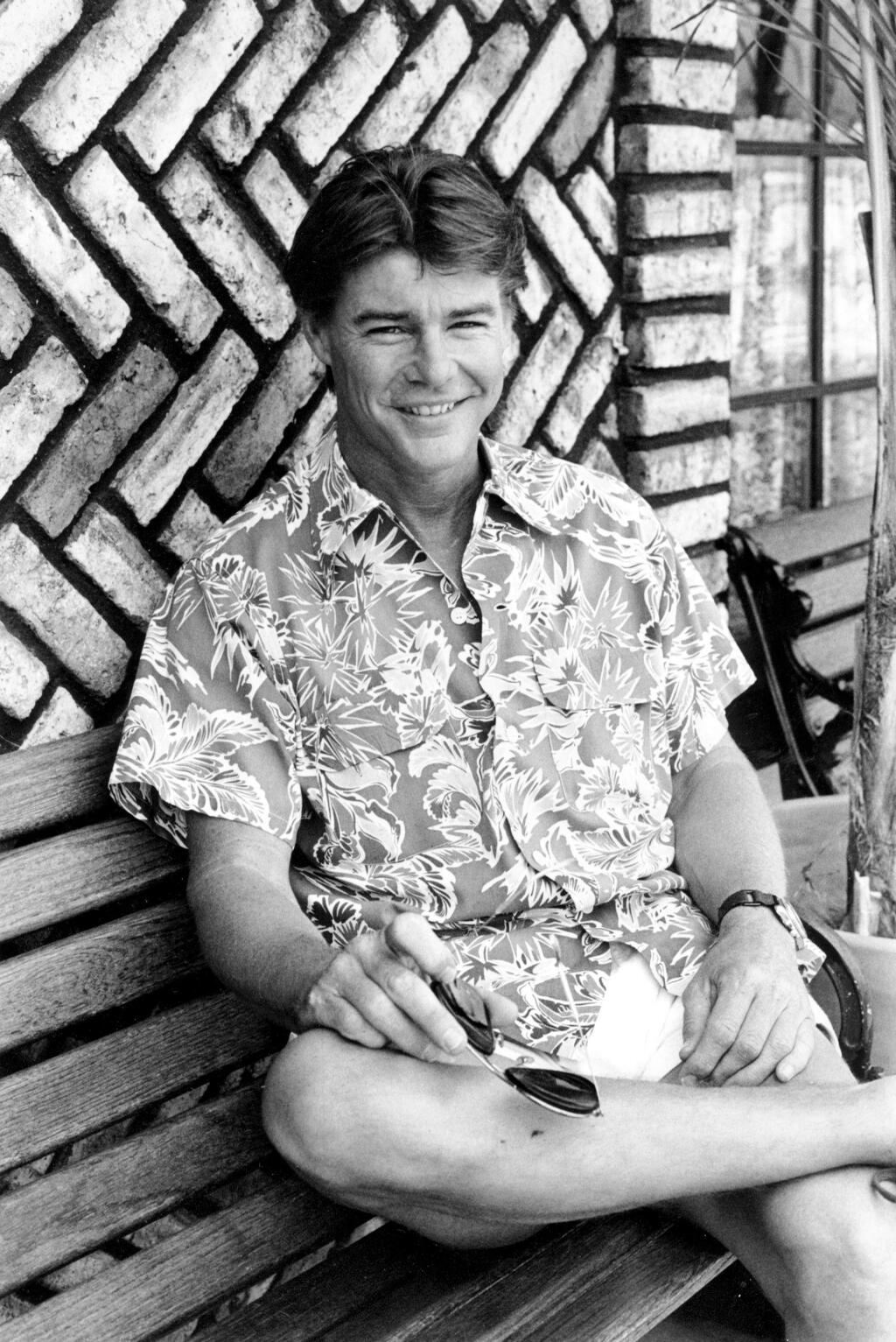 FILE - In this June 6, 1984, file photo, actor Jan-Michael Vincent poses during an interview in Hollywood, Calif. Vincent, known for starring in the television series 'Airwolf,' died Feb. 10, 2019. He was 73. (AP Photo/Wally Fong, File)