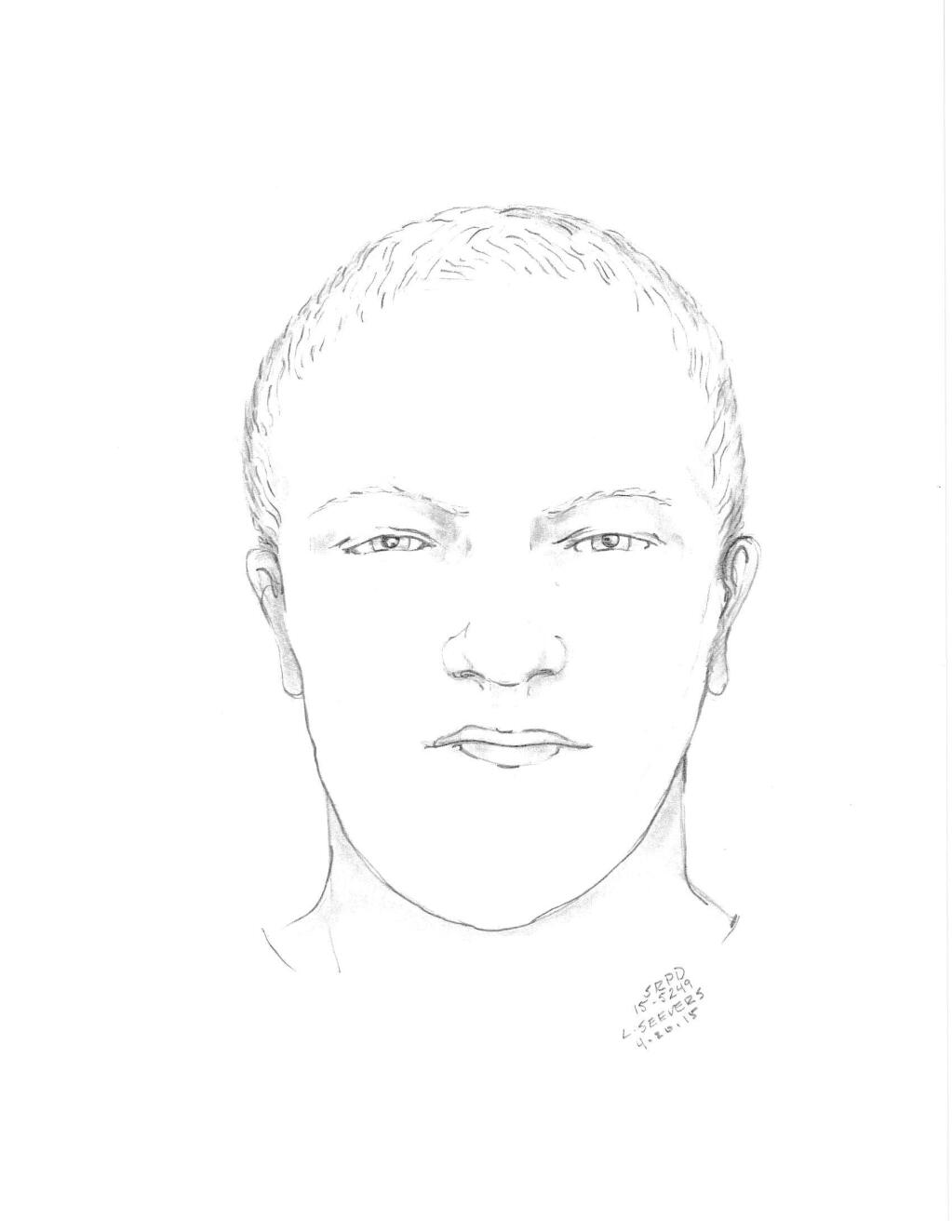 A sketch of a man suspected of at least one sexual assault. The man is believed to be about 6-foot-2-inches tall and 230 pounds. He has brown hair and was wearing gray shorts and a white T-shirt, police said.
