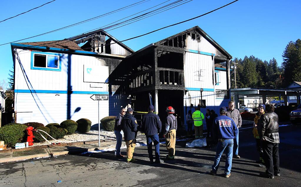 The Russian River Health Center in Guerneville was seriously damaged by fire early Saturday, Dec. 26. (Kent Porter / Press Democrat)