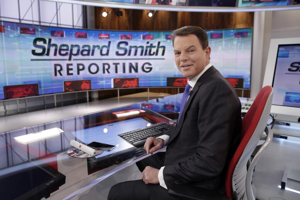 FILE - In this Jan. 30, 2017, file photo, Fox News Channel chief news anchor Shepard Smith appears on the set of 'Shepard Smith Reporting' in New York. Smith, whose newscast on Fox News Channel seemed increasingly an outlier on a network dominated by supporters of President Trump, says he is leaving the network. He has worked at Fox News Channel since the network started in 1996. In a statement, Smith said he had asked the company to let him leave. He gave no reason for the seemingly sudden decision. (AP Photo/Richard Drew, File)