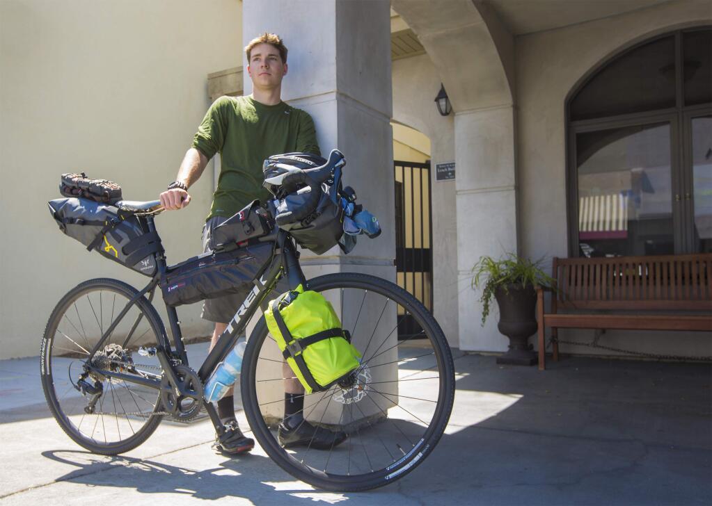 Oliver Cannard, 17, will begin his bike trip across America next Wednesday. (Photo by Robbi Pengelly/Index-Tribune)