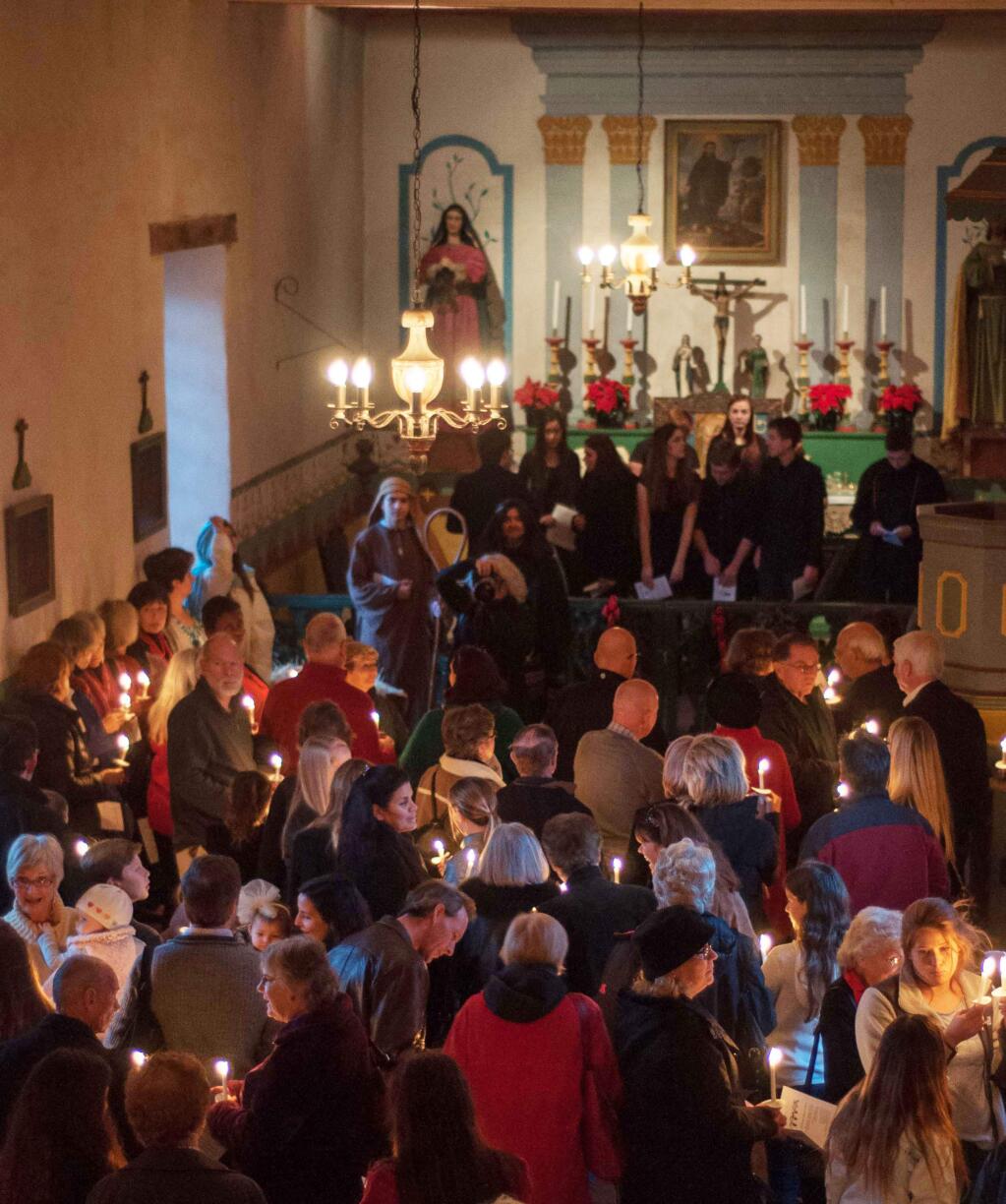 Christmas at the Mission in the candle-lit chapel will take place on Saturday, Dec. 9 this year. Tickets are now available at the Mission for a donation. (Bob Alwitt)