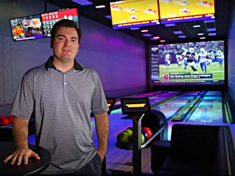 Screen capture of a video interview with Joe Lordeaux, vice president of development for The Epicenter, on Dec. 15, 2016, at the west Santa Rosa sports and entertainment complex. He is explaining the four private lanes of the 16-lane 7Ten Social bowling center in the facility. (JEFF QUACKENBUSH / NORTH BAY BUSINESS JOURNAL)
