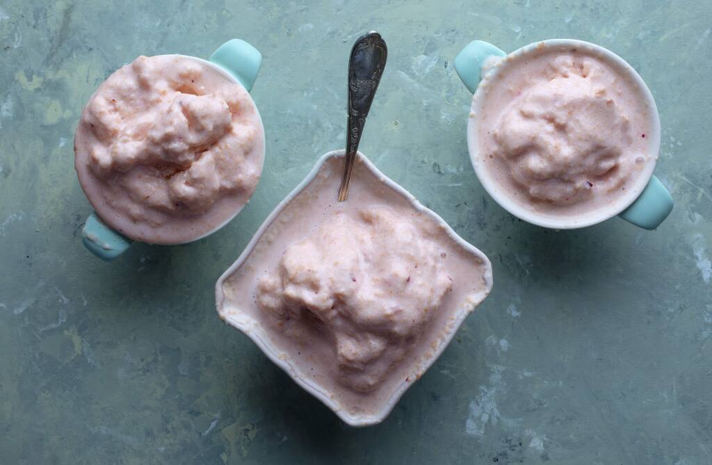 Plum honey frozen yogurt makes for a great summer dessert without firing up the oven. (John Burgess/The Press Democrat)