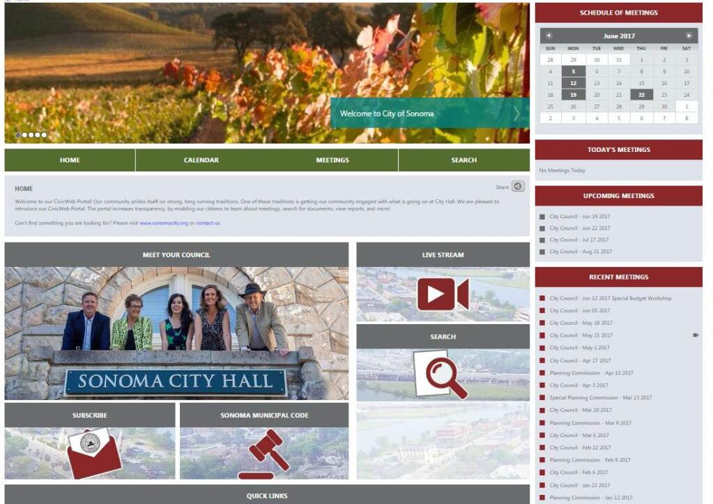 The new portal on the City of Sonoma website at sonomacity.org.